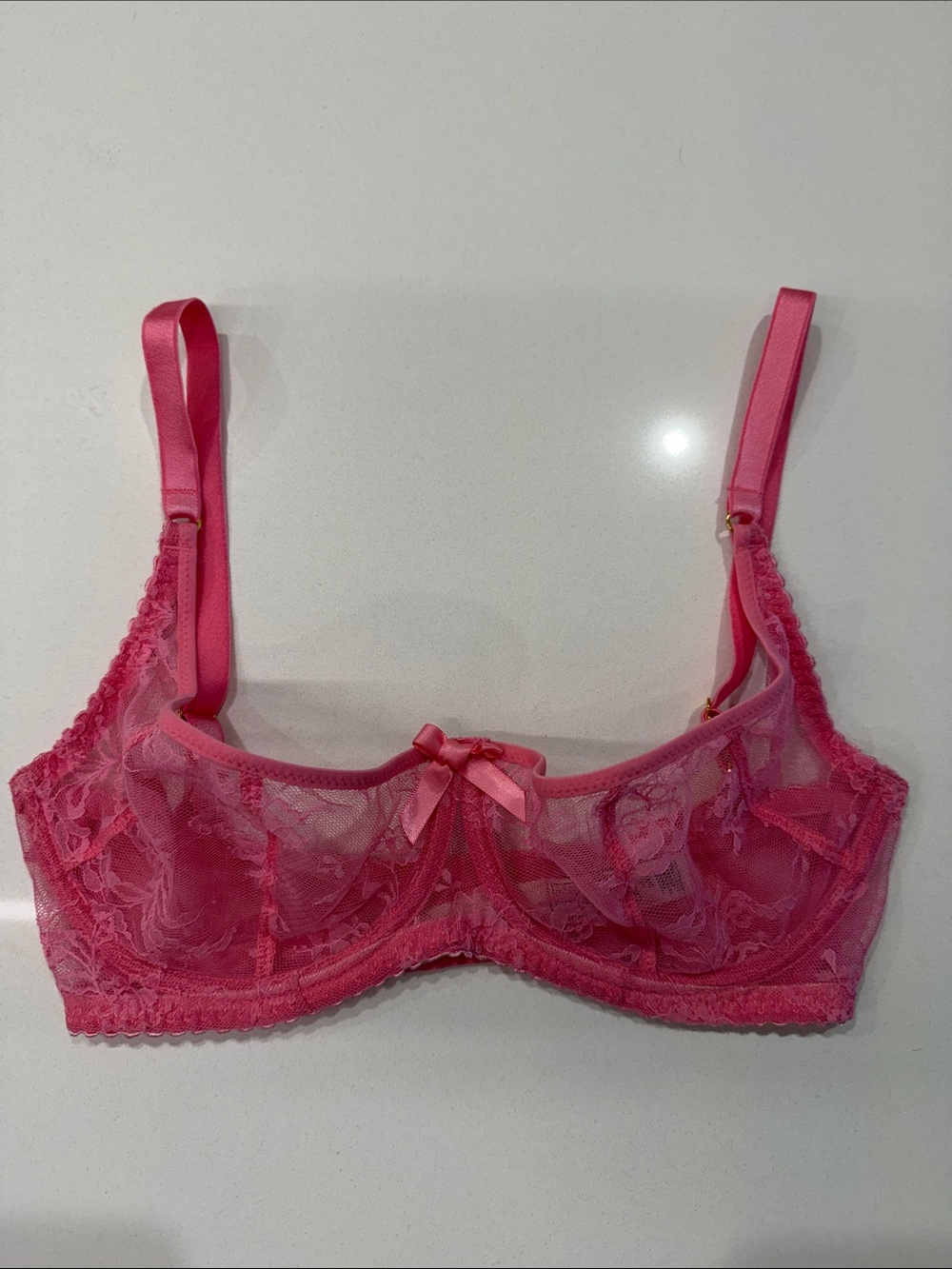 Agent Provocateur NWOT Sachaa Balconette Underwired Bra Lace Sheer Pink Size 30E